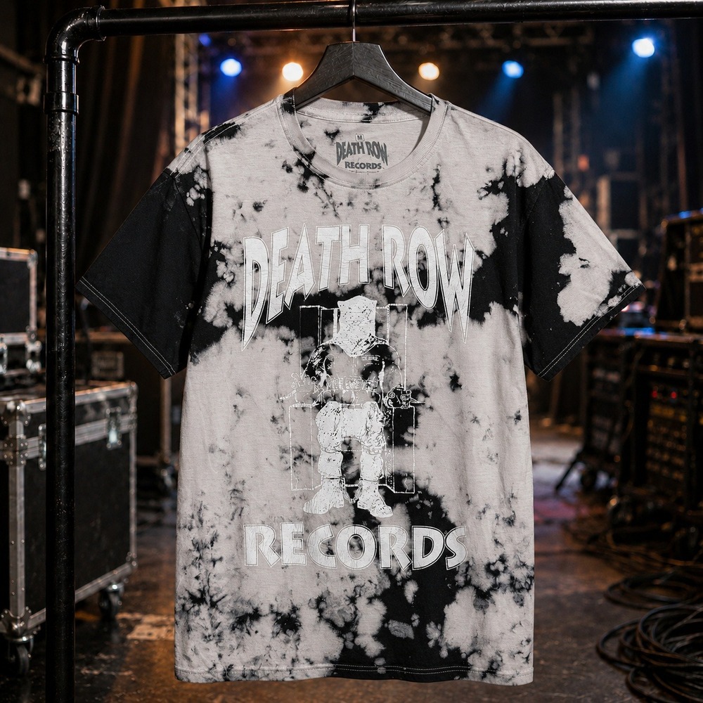 Death Row Records Tie Dye Graphic Tee Mens Medium Black White Streetwear Shirt